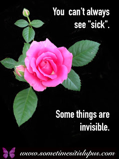 Image: pink rose. Text: "You can't always see "sick".  Some things are invisible.