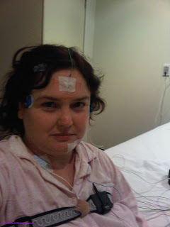 Image: me with sensors for sleep study attached.