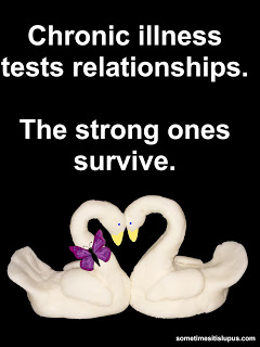 Picture of swans. Text: Lupus tests relationships. The strong ones survive.