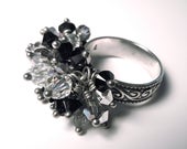 Black & White Crystal Ring, Size 7, REDUCED
