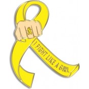 Fight Like a Girl Lapel Pin - Yellow
