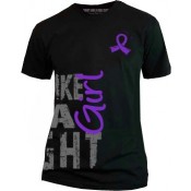 Fight Like a Girl Side Wrap Unisex T-Shirt - Black with Purple